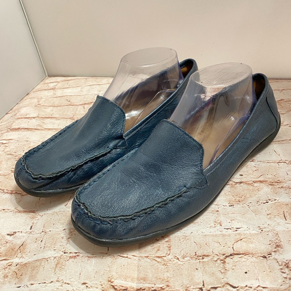 Vintage SILHOUETTE Navy Leather Loafers